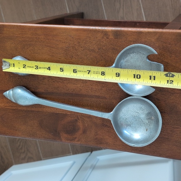 Vintage Pewter Seashell Handles Salad Bowl Set - Picture 11 of 12